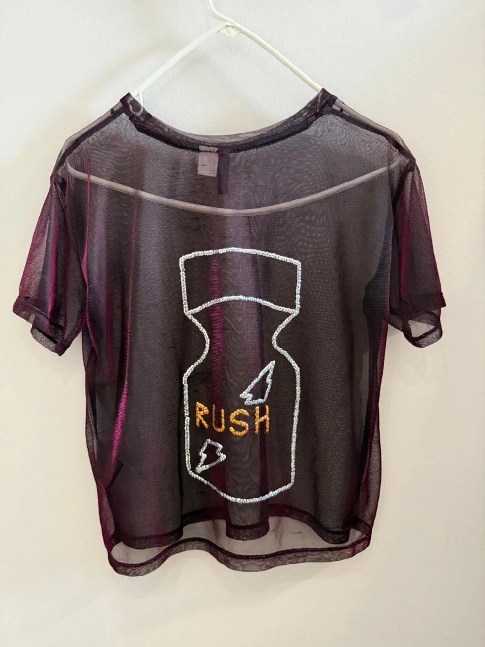 H&M Mesh shirt with Hand Beaded Rush Design Size XS - Picture 2 of 3